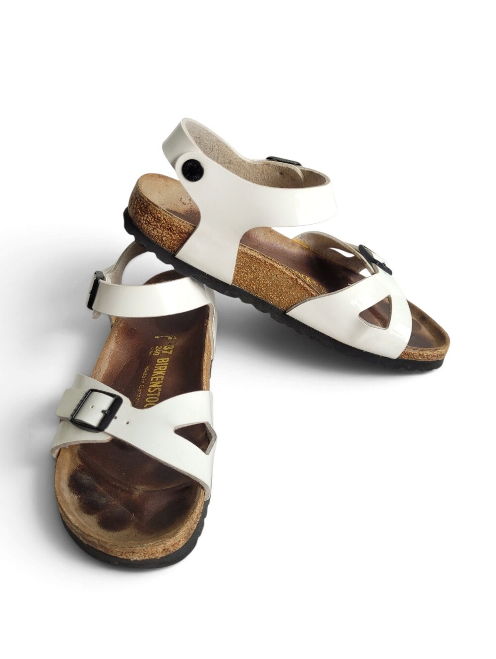 Birkenstock Rio Sandals White Patent Birko Flor Size 37 / 6
